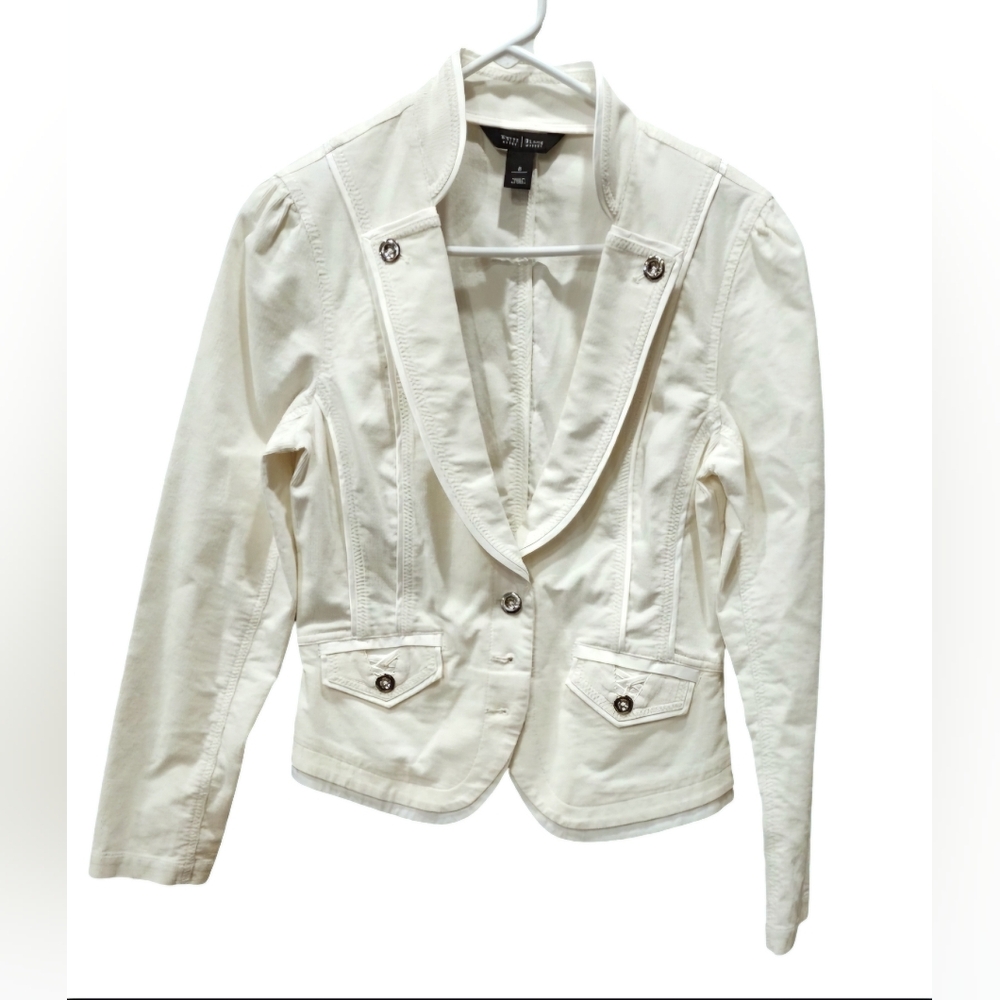 White Women's Tailored Curdoroy Blazer Jacket